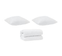 Set Copripiumino Trapuntato 240 x 260 cm, include 1 coperta e 2 cuscini, in microfibra bianca, lavabile in lavatrice. Design con cuciture a scatola, extra caldo per l'inverno, perfetto per uso indoor