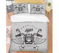 Set copripiumino trapuntato 3D moto retrò disegnato a mano set lenzuola federe