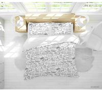 Set copripiumino trapuntato disegnato a mano forniture scolastiche graffiti 3...