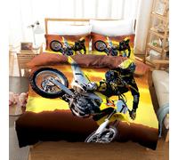 Set copripiumino trapuntato paesaggio motociclista 3D set biancheria da letto...