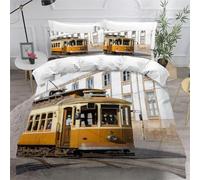 Set Copripiumino Una Piazza e Mezza 200x200 Autobus Microfibra Morbido Traspirante 3D Copripiumino Veicoli Biancheria da Letto con 2 Federe 50x80cm y-2410