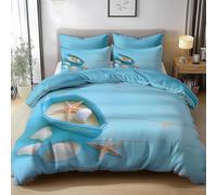 Set Copripiumino Una Piazza e Mezza 200x200 Barca a Vela e Stella Marina Microfibra Morbido Traspirante 3D Copripiumino Stile Retrò Blu Biancheria da Letto con 2 Federe 50x80cm f-2536