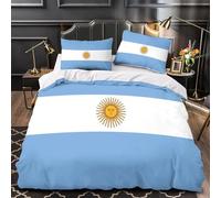 Set Copripiumino una Piazza e Mezza 200x200 cm Bandiera Argentina Set di Biancheria da Letto in Microfibra Bandiera Sudamericana 3D Copripiumini Blu con Chiusura a Cerniera e 2 Federe 50x80 cm E.645