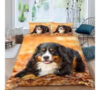 Set Copripiumino Una Piazza e Mezza 200x200 cm Bovaro del Bernese Biancheria da Letto Animali Carini in Morbido Microfibra 3 Pezzi 1 Copripiumino e 2 Federe 50x80 cm con Cerniera d.2151