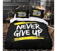 Set Copripiumino una Piazza e Mezza 200x200 cm Citazioni Divertenti Set di Biancheria da Letto in Microfibra Parole Creative 3D Copripiumini Nero con Chiusura a Cerniera e 2 Federe 50x80 cm G.294