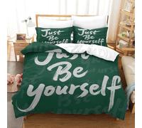 Set Copripiumino una Piazza e Mezza 200x200 cm Citazioni Divertenti Set di Biancheria da Letto in Microfibra Parole Creative 3D Copripiumini Verde con Chiusura a Cerniera e 2 Federe 50x80 cm G.304