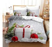Set Copripiumino una Piazza e Mezza 200X200 cm Confezione Regalo di Natale 3 Pezzi Set di Biancheria da Letto in Microfibra : 1 Copripiumino e 2 Federe, per Adulti
