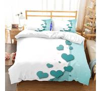 Set Copripiumino una Piazza e Mezza 200x200 cm Cuore D'amore Set di Biancheria da Letto in Microfibra Tema Romantico 3D Copripiumini Rosa con Chiusura a Cerniera e 2 Federe 50x80 cm E-325