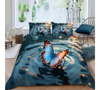Set Copripiumino Una Piazza e Mezza 200x200 cm Farfalla Biancheria da Letto Motivi Colorati in Morbido Microfibra 3 Pezzi 1 Copripiumino e 2 Federe 50x80 cm con Cerniera d.501