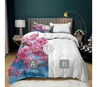 Set Copripiumino Una Piazza e Mezza 200x200 cm Fiore di Ciliegio Biancheria da letto Stile Naturale Copripiumini Set Microfibra Morbido con Cerniera con 2 Federe 50x80cm per Tutte le Stagioni b.501