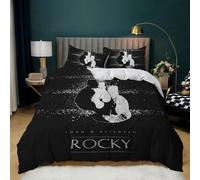Set Copripiumino Una Piazza e Mezza 200x200 cm Guantoni da Boxe Biancheria da Letto Gare di Battaglia in Morbido Microfibra 3 Pezzi 1 Copripiumino e 2 Federe 50x80 cm con Cerniera J.1599
