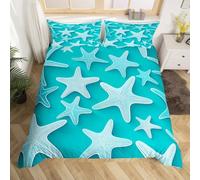 Set Copripiumino Una Piazza e Mezza 200x200 cm Motivo a Stella Marina 3D Stampato Copri Piumino Tema Oceano Morbido Comodo Microfibra Copripiumino con Cerniera con Federa 50x80 cm j-1940