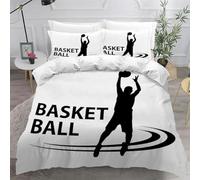 Set Copripiumino una Piazza e Mezza 200x200 cm Pallacanestro Maschile Set di Biancheria da Letto Partita di Basket in Morbido Microfibra Stampa 3D Copripiumini con Cerniera e 2 Federe 50x80 cm c.579