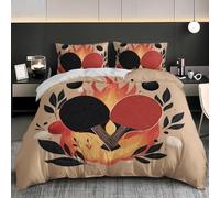 Set Copripiumino Una Piazza e Mezza 200x200 cm Pallina da Ping Pong Biancheria da Letto Arte Astratta in Morbido Microfibra 3 Pezzi 1 Copripiumino e 2 Federe 50x80 cm con Cerniera DE.622