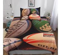 Set Copripiumino Una Piazza e Mezza 200x200 cm Pallone da Rugby Biancheria da Letto Giochi con la Palla in Morbido Microfibra 3 Pezzi 1 Copripiumino e 2 Federe 50x80 cm con Cerniera O.1342