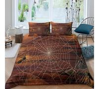 Set Copripiumino Una Piazza e Mezza 200x200 cm Ragnatela Stampa 3D Biancheria da letto Ragni in Morbido Microfibra 3 Pezzi 1 Copri Piumino e 2 Federe con Cerniera C-2616