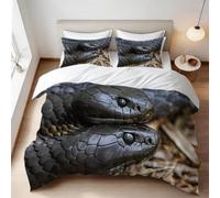 Set Copripiumino Una Piazza e Mezza 200x200 cm Serpente a Due Teste Biancheria da Letto Rettili in Morbido Microfibra 3 Pezzi 1 Copripiumino e 2 Federe 50x80 cm con Cerniera E/166