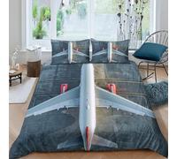 Set Copripiumino una Piazza e Mezza 200x200 cm Volo Set di Biancheria da Letto Pista in Morbido Microfibra Stampa 3D Copripiumini con Chiusura a Cerniera e 2 Federe 50x80 cm c.1023