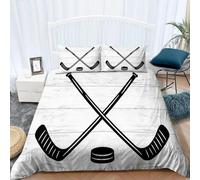 Set Copripiumino una Piazza e Mezza 200x200 Disco da Hockey Disegnato a Mano Microfibra Morbida Biancheria da Letto Stampa 3D Stile Sportivo Copripiumino con Cerniera con 2 Federe 50x80 cm d.3363