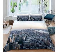 Set Copripiumino Una Piazza e Mezza 200x200 Edifici Cittadini Microfibra Morbido Traspirante 3D Copripiumino Paesaggio Culturale Biancheria da Letto con 2 Federe 50x80cm c-1458