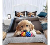 Set Copripiumino Una Piazza e Mezza 200x200 Golden Retriever Biancheria da Letto 3 Pezzi Animali Carini 3D Stampa Microfibra Copripiumino con Cerniera e Federa 50x80cm a.568