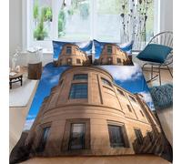 Set Copripiumino Una Piazza e Mezza 200x200 Museo 3D Stampato Biancheria da Letto Architettura Moderna Microfibra Morbido Traspirante Copri Piumino con Cerniera con Federa 50x80 3429-A