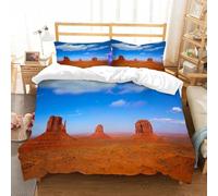 Set Copripiumino Una Piazza e Mezza 200x200 Paesaggio del Deserto del Gobi Biancheria da Letto 3 Pezzi Paesaggio Naturale 3D Stampa Microfibra Copripiumino con Cerniera e 2 Federa, 50x80cm b.154