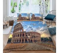 Set Copripiumino una Piazza e Mezza 200x200 Roma, Biancheria da Letto Italia Stampa 3D, Copripiumino in Morbida Microfibra e 2 Federe 50x80 cm ALL1906
