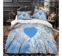 Set Copripiumino Una Piazza e Mezza 200x200 Scena Innevata Nella Foresta Microfibra Morbido Traspirante 3D Copripiumino Motivo Bianco Biancheria da Letto con 2 Federe 50x80cm y-106