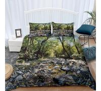 Set Copripiumino Una Piazza e Mezza 200x200 Sentiero Nel Bosco Microfibra Morbido Traspirante 3D Copripiumino Scena Della Natura Biancheria da Letto con 2 Federe 50x80cm c-1453