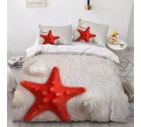 Set Copripiumino una Piazza e Mezza 200x200 Stelle Marine e Conchiglie Stampa 3D Biancheria da Letto Microfibra Morbida Fauna Marina Copripiumino con Cerniera con 2 Federe 50x80 cm a2487