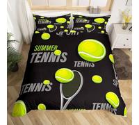 Set Copripiumino Una Piazza e Mezza 200x200 Tennis Biancheria da Letto 3 Pezzi Maschile e Femminile 3D Stampa Microfibra Copripiumino con Cerniera e 2 Federa, 50x80cm d.2914