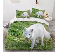 Set Copripiumino una Piazza e Mezza 200x200 Volpe Stampa 3D Biancheria da Letto Microfibra Morbida Animali Selvatici Copripiumino con Cerniera con 2 Federe 50x80 cm a1839