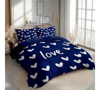 Set Copripiumino una Piazza e Mezza Amore in Morbida Microfibra, Set Biancheria da Letto Blu - Sacco Piumino 200x200 Double Face Stampato in 3D e 2 Federe M/3728