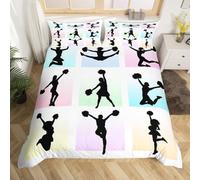 Set Copripiumino Una Piazza e Mezza Ballo Morbido Microfibra Biancheria da Letto Sagome di Cheerleader Stampa 3D Copripiumini 200x200 + 2 Federe D-2063