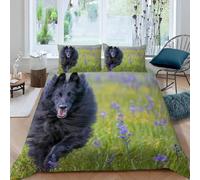 Set Copripiumino Una Piazza e Mezza Border Collie Biancheria da letto Cuccioli Carini in Morbida Microfibra 3D Parure Copripiumino 200x200 cm con Cerniera e 2 Federe 50x80 cm M.2803