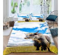 Set Copripiumino Una Piazza e Mezza Bovini Delle Highlands Biancheria da letto Cielo Blu in Morbida Microfibra 3D Parure Copripiumino 200x200 cm con Cerniera e 2 Federe 50x80 cm K.619