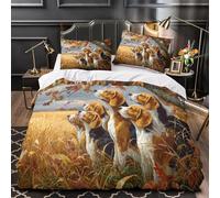 Set Copripiumino Una Piazza e Mezza Branco di Beagle Biancheria da letto Cani Domestici in Morbida Microfibra 3D Parure Copripiumino 200x200 cm con Cerniera e 2 Federe 50x80 cm L.3699