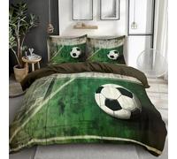 Set Copripiumino Una Piazza e Mezza Calcio 3D Biancheria da Letto Arte Moderna 3 Pezzi Morbida Microfibra Copripiumino 200 x 200 cm Copripiumini con Cerniere e 2 Federe aa_1180