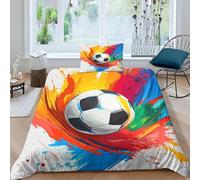 Set Copripiumino Una Piazza e Mezza Calcio con Graffiti Biancheria da letto Calcio Artistico in Morbida Microfibra 3D Parure Copripiumino 200x200 cm con Cerniera e 2 Federe 50x80 cm L.3524