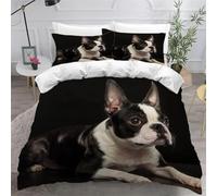 Set Copripiumino Una Piazza e Mezza Cane da Compagnia, Set di Biancheria da Letto Cane Carino in Morbida Microfibra Stampa 3D Copripiumino 200x200 con Cerniera e 2 Federe 50x80 cm F-2714
