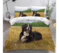 Set Copripiumino Una Piazza e Mezza Cane da Compagnia, Set di Biancheria da Letto Stampa Animale in Morbida Microfibra Stampa 3D Copripiumino 200x200 con Cerniera e 2 Federe 50x80 cm F-1335