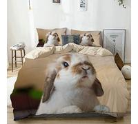 Set Copripiumino una Piazza e Mezza Coniglio Marrone, Biancheria da Letto Simpatici Animali Copripiumino 200x200 Stampato 3D Morbido Microfibra 3 Pezzi con 2 Federa 50x80 cm F1152