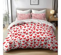 Set Copripiumino una Piazza e Mezza Cuore Dell'amore, Copripiumino Double Face A Forma di Cuore Biancheria da Letto in Microfibra, 3D Copripiumini 200x200 cm e 2 Federe 4692-ABC