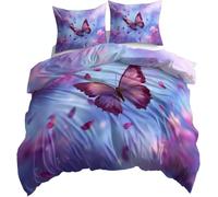 Set Copripiumino una Piazza e Mezza Farfalla, Copripiumino Reversibile Colore Sfumato in Morbida Microfibra Stampato 3D, Biancheria da Letto 200x200 Ragazza 3 Pezzi con Federe 3165e