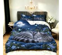 Set Copripiumino Una Piazza e Mezza Gatto Americano a Pelo Corto | Biancheria da letto in Morbida Microfibra 3D Parure Copripiumino 200x200 cm con Cerniera e 2 Federe 50x80 cm