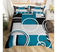 Set Copripiumino Una Piazza e Mezza Geometria Astratta, Set di Biancheria da Letto Arte Moderna in Morbida Microfibra Stampa 3D Copripiumino 200x200 con Cerniera e 2 Federe 50x80 cm F-3176