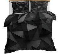 Set Copripiumino una Piazza e Mezza Geometria, Copripiumino Reversibile Nero e Grigio in Morbida Microfibra Stampato 3D, Biancheria da Letto 200x200 Astratto 3 Pezzi con Federe b1833