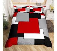 Set Copripiumino Una Piazza e Mezza Geometria, Set di Biancheria da Letto Motivo Geometrico in Morbida Microfibra Stampa 3D, Copripiumino 200x200 con Cerniera e 2 Federe 50x80 cm D-1524