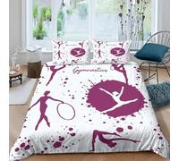 Set Copripiumino Una Piazza e Mezza Ginnastica Ritmica Biancheria da letto Sagome di Atleti in Morbida Microfibra 3D Parure Copripiumino 200x200 cm con Cerniera e 2 Federe 50x80 cm K.5799